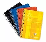 Clairefontaine 8502C - Spiralheft kariert, 9 x 14 cm, 90 Blatt, 90g, 1 Stück farbig sortiert