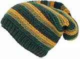 GURU SHOP Beanie Mütze, Gestreifte Strickmütze, Nepalmütze, Wintermütze - Olive, Herren/Damen