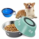 Hundenapf 2 Stück, Futternapf aus Edelstahl mit Rutschfestem Silikonboden, Wassernapf und Fressnapf für Kleine, Mittelgroße und Große Hunde und Katzen(860ml)
