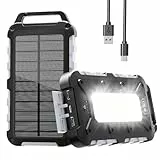 Solar Power Bank 26800mAh, PD15W USB C Tragbares Solarladegerät Schnellladung Externer Akku Pack 3 Ausgänge 2 Eingänge und LED-Licht für Outdoor Phone Tablets (Grau)