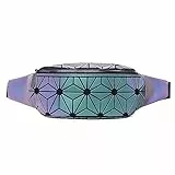 Bauchtaschen Mode Damen Gürteltasche geometrische leuchtende holografische reflektierende Hüfttasche für Party Festival, Sport, Outdoor Travel (Luminousflower)