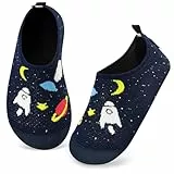 Kyopp Hausschuhe Kinder Junge Mädchen Pantoffeln Rutschfest Barfussschuhe Kindergarten Slippers für Atmungsaktive Weich Lauflernschuhe Kleinkinder Schuhe(Marineblau-Kosmisch 30/31EU)