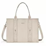 Missnine Tragetasche Canvas-Laptoptasche 15,6 Zoll Handtasche Damen Aktentasche für Damen große Kapazität Handtasche für Büro Schule Reisen Khaki