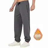 ineepor Jogginghose Herren Baumwolle Thermo Dicke Breite Jogginghosen Baggy Warme Fleece Gefütterte Weit Gym Sporthosen Winter Track Pants mit reißverschluss Taschen