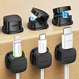 Rocoren Kabelhalter Selbstklebend kabelhalter Starker Magnetisch Kabelmanagement Kabelclips Organizer Holder für Schreibtisch, Nachttisch, Office, Büro, Ladekabel, HDMI, Audiokabel 6 Stück Schwarz