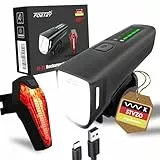 FORTRY Fahrradlicht Set,StVZO Zertifizierte Fahrradbeleuchtung,USB Typ C Aufladung Fahrrad Lichter Led Set,IPX5 Wasserdichter Fahrradlicht Vorne+Rücklicht (100 LUX Mit LightSense)