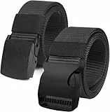 Chalier 2er Unisex Gürtel Nylon Canvas Belt für Damen und Herren, Stufenlos Verstellbarer Stoffgürtel, Länge 130 cm, Breite ca. 3,8 cm, mit Kunststoff Schnalle MEHRWEG