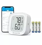GoveeLife WLAN Hygrometer Thermometer, Digital Temperatur und Luftfeuchtigkeitsmesser Innen mit App Benachrichtigungs Alarm & Datenspeicherung, Fernkontrolle Geeignet für Schlafzimmer, Weinkeller