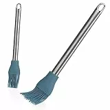 com-four® 2x Backpinsel aus Silikon - Glasurpinsel für die Küche - Koch- und Backhilfe zum Glasieren und Bepinseln - Zubereitungshilfe für Torten (2x Backpinsel blau)