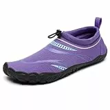 Mishansha Badeschuhe Herren Damen Wasserschuhe Atmungsaktive Schnell Trocknend Schwimmschuhe rutschfeste Leicht Barfußschuhe fur Männer Frauen, Lila Violett, 38 EU