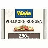 Wasa Knäckebrot Vollkorn Roggen 12x260g | Der besonders knusprige und herzhafte Roggenklassiker, 100% Vollkorn, Reich an Ballaststoffen