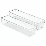iDesign 53030M2EU Linus Besteckkasten Schubladeneinsatz für Besteck, Pfannenwender, Kleinkram - 2 Stück, 10,16 x 40,64 x 7,62 cm, Durchsichtig, Plastik, Clear