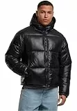 Urban Classics Herren Winterjacke Shiny Puffer Jacket, glänzende Steppjacke mit Reißverschluss, warme Daunenjacke mit Kapuze, Größen S - 5XL