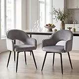 chairus Esszimmerstühle 2er Set Samt 360° Drehbare Küchenstühle Polsterstuhl mit Metallbeine Drehstühle Küche mit Armlehne (Grau)