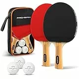 PRO-SPIN Tischtennisschläger – Hochleistungs-Tischtennis 2er-Set | Premium Tischtennisschlaeger, 3-Sterne-Tischtennisbälle, Kompakte Aufbewahrungstasche (Set für 2 Spieler, Rot)