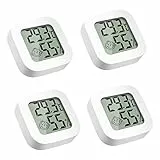 Digital Thermometer Hygrometer innen 4 Stück, raumthermometer mini zimmerthermometer temperatur und luftfeuchtigkeitsmesser mit Schalter für Babyzimmer Wohnzimmer Büro Gewächshaus Messinstrumente