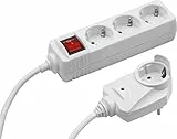 Meister Steckdosenleiste 3-fach, mit Zusatzstecker - 2 m Kabel - weiß - IP20 Innenbereich - Schalter / Powersplit / Steckerleiste mit Überspannungsschutz / Mehrfachsteckdose / Tido 3-fach / 7430630