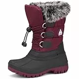 Mishansha Winterstiefel Mädchen Wasserdichte Schneestiefel Kinder Winterschuhe Jungen Schneeboots Rutschfest Winterboots Kinderstiefel Rotwein,Gr.36