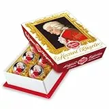 Reber, Mozart-Kugeln Barock, 6er Packung, Mozart-Kugeln aus Zartbitter-Schokolade, Gefüllt mit Pistazien-Marzipan, Mandeln und Haselnuss-Nougat, 120g (6 Mozart-Kugeln)