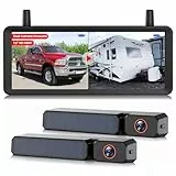 Solar Rückfahrkamera Kabellose 2-Kamera System: 2-Min Installation, 7,2“ 1080P HD Split-Screen Monitor mit Dual-Antennen, Stabile Signal, IP69K wasserdichte Rückfahrkameras für LKW, Wohnmobil, Camper