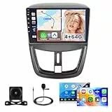 Hikity 4G+64G Autoradio Android 15 für Peugeot 207 2006-2015, 2-DIN-Autostereo mit Wireless Carplay, Android Auto, 9-Zoll-Touchscreen, GPS, WiFi, Radio FM/RDS, 32EQ, BT, Kamera, Mikrofon