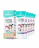 happybrush Supercolor Zahnpasta Kinder ab 6 Jahren – 5x bunte Zahnpasta für Spaß beim Zähneputzen, mit Calcium, vegan & ohne Mikroplastik, mild und fruchtig, Erdbeergeschmack