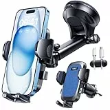 YRU [2025 Militär-Klasse] Handyhalterung Auto Handy Halterung Auto [Stärkst Saugnapf & Clip] Universal Auto Handyhalterung Armaturenbrett Scheibe Lüftung für iPhone 17 Pro 16 Samsung S25 Hellblau