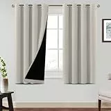 BellaHills 100% Verdunkelungsvorhänge aus Leinen für Schlafzimmer 2 Paneele,2X H145cmxB140cm,Bimsstein