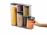Joseph Joseph - Ensemble de 5 Boites de Rangement Cuisine, Hermetiques avec Support fonctionnel - Gris