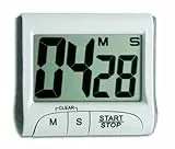 TFA Dostmann Eieruhr Timer digital, 38.2021.02, magnetische Küchenuhr, Hausaufgabentimer, Zubehör Kurzzeitwecker, Sporttimer, bis 99 Min 59 Sek, mit Memory-Funktion, klein und handlich, weiß