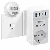 TOPREK Adattatore Presa Americana Con 4 USB, Adattatore USA Con 2 Prese IT e 1 Presa Schuko, Presa Americana Adattatore Italiana per America, Canada, Messico, Thailandia ECC, Spina Tipo B