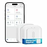 Meross Smart Wassermelder | Hub benötig | Wasserlecksensor WLAN 0,3 mm Erkennung | bis 100dB Sensor & APP & Hub-Alarm | Smart Wasseralarm Melder für Küche, Badezimmer, Keller | 2,4GHz | 2PCS