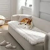 COZY KISS Sofabezug für Hunde Waschbar, Ultraweiche Kunstpelz Haustier Schutzhülle für Autositze, Wasserschutz-Decke für Katzen, Auflage für Kommoden, rutschfest, Kuschelig, 70x177cm, Beige
