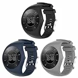 Generisch 3 Stück Armband für Polar M200 GPS-Laufuhr Armbänder Sport Wasserdichtes Ersatzarmband Silikon Wechselarmband Kompatibel mit Polar M200 Uhrarmband (Grau/Blau/Schwarz)