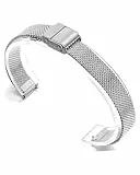 OUTPUTBT Edelstahl Uhrenarmband 12mm Kompatibel mit Timex Easy Reader Swatch Lady Armband Metall 12mm Kompatibel mit Skagen/FOSSIL Ersatzarmband für Damen Herren Silber