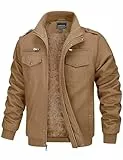 MAGCOMSEN Fleecejacke Herren Jacket Übergangsjacke Thermo Winterjacke Parka Outdoor Cargo Jacke Winter Khaki L