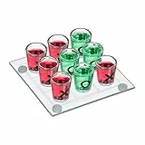 Relaxdays Tic Tac Toe Trinkspiel, für Erwachsene, 2 Personen, 9 Schnapsgläser, JGA, lustiges Partyspiel, transparent