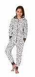 Normann Mädchen Schlafanzug Einteiler Jumpsuit Overall aus Coralfleece im Animal Look, Farbe:braun, Größe:164