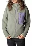 Sublevel Damen Teddy Fleecejacke – Kuschelige Jacke mit Kapuze und Kontrastfarbenen Brusttaschen, Perfekt für den Alltag Green XS