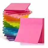 KIFZM Selbstklebende Notizblöcke, leuchtende Farben, 76 x 76 mm, 24 Blöcke, selbstklebend, rechteckig, für Präsentationen, Büro, Zuhause, Notizbuch (helle Farben)