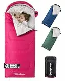 KingCamp Kinderschlafsack Deckenschlafsäcke Warm Outdoor für Kinder 3-4 Jahreszeiten für Camping（Rosa Baumwolle）