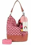 Fritzi x Frida Kahlo Izzy07 Limited Canvas Hobo Bag Geo Damen Schultertasche Umhängetasche Handtasche Freizeit Alltag Arbeit Festival Magnetverschluss Canvas 37 x 27 x 17 cm, Pink