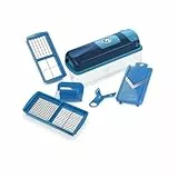 Genius Nicer Dicer Smart Gemüseschneider 6 tlg. Gemüsehobel Küche Schneider für Reiben Würfeln, Salatschneider Obstschneider Zerkleiner manuell, 800 ML Behälter blau