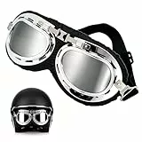 Motorradbrille Retro, Motorrad Brille Herren, Motorradbr, Motorradbrille Für Brillenträger, Crossbrille Verspiegelt, Klare Sicht Bei Motorradfahren Und Outdoor-Sport, Pilotenbrille Für ATV Bike