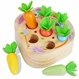 KMTJT Montessori Spielzeug ab 1 Jahr | Holz Motorik Montessori Sortierspiel Holzpuzzle Karottenernte für 12-18 Monate Jungen und Mädchen | Lernspielzeug für Kinder als Geburtztag Geschenk