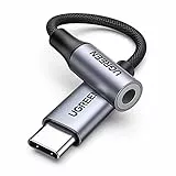 UGREEN USB C Klinke Adapter Aux USB C auf 3.5mm Kopfhörer Adapter mit DAC Chip kompatibel mit iphone17/17 air/17pro/17pro max, Galaxy S 25 Serie, iPad, P60/50/40/Mate 30 (Grau)