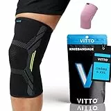VITTO Kniebandage Männer/Damen - Bandage Knie zur Linderung von Knieschmerzen, Arthrose Knie, Meniskus und Kraftsport (XL)