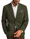 PJ PAUL JONES Herren Sakko Sportlich Regular Fit Modern Anzugjacke Wolle Tweed Freizeit British Blazer (Armeegrün, L)