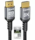Sniokco 10K 8K HDMI 2.1 Kabel 1.5Meter, Zertifiziert 48Gbps Ultra High Speed HDMI® Kabel 0.01ms 4K 240Hz 165Hz 120Hz 8K 60Hz eARC Netflix HDCP 2.3 2.2 DTS:X HDR10+ TV Monitor Projektor Roku PS5 X-box