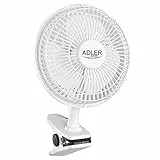 Adler AD 7317 Tischventilator mit Clip, Tragbarer, Klingen Durchmesser 15cm, 2 Geschwindigkeitsstufen, Mini Ventilator, Klein, Weiß, 30W, Einheitsgröße